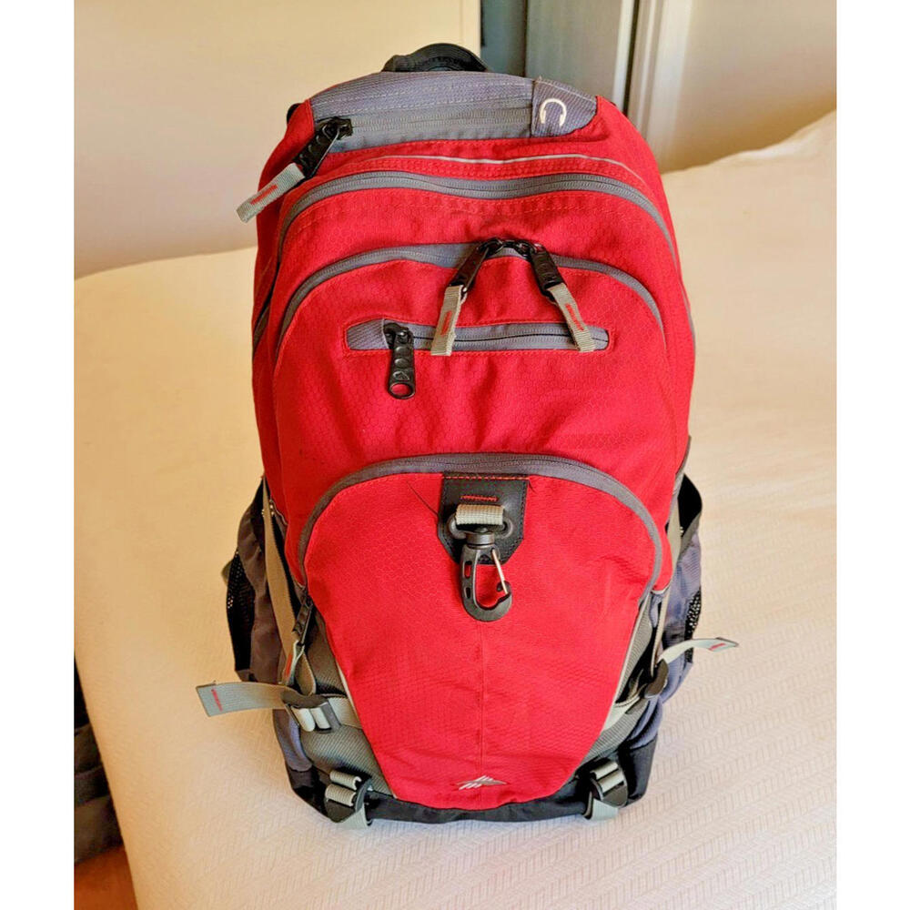 High Sierra Backpack Padded Red Suspension Strap System Hiking, Laptop, School